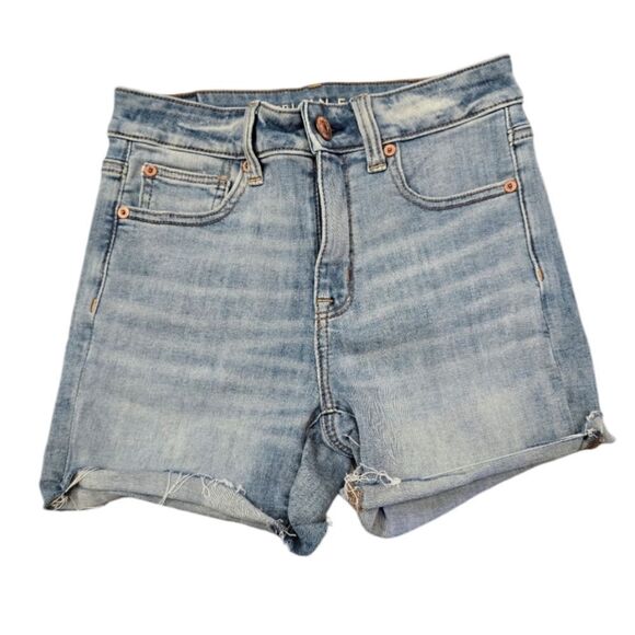 American Eagle Next Level Stretch Distressed Cut Off Shorts Size 2 Mid Rise - Picture 1 of 4